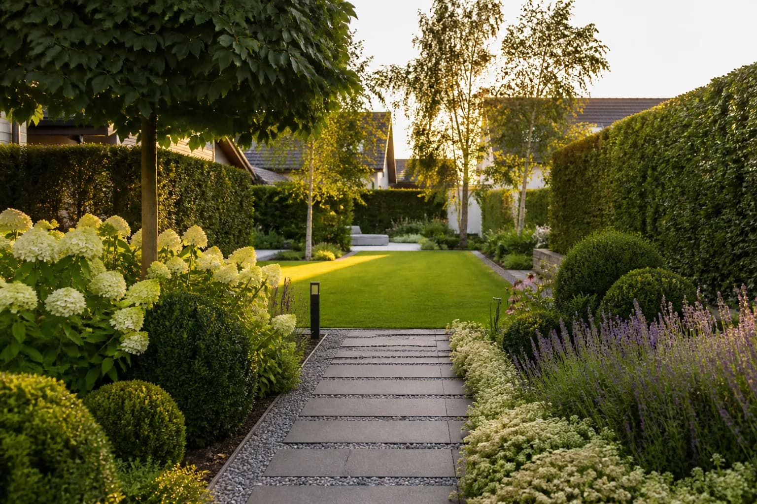 Gepflegte Rasenfläche und Gartenarbeiten in Langen