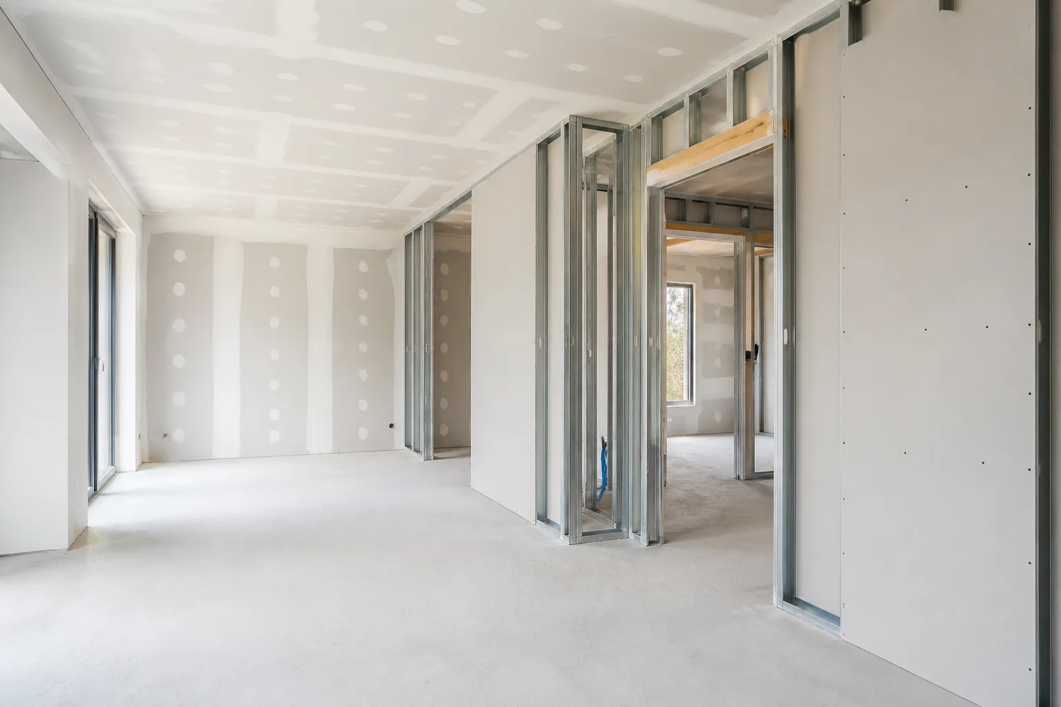 Trockenbauwand und Abhangdecke beim Innenausbau in Langen
